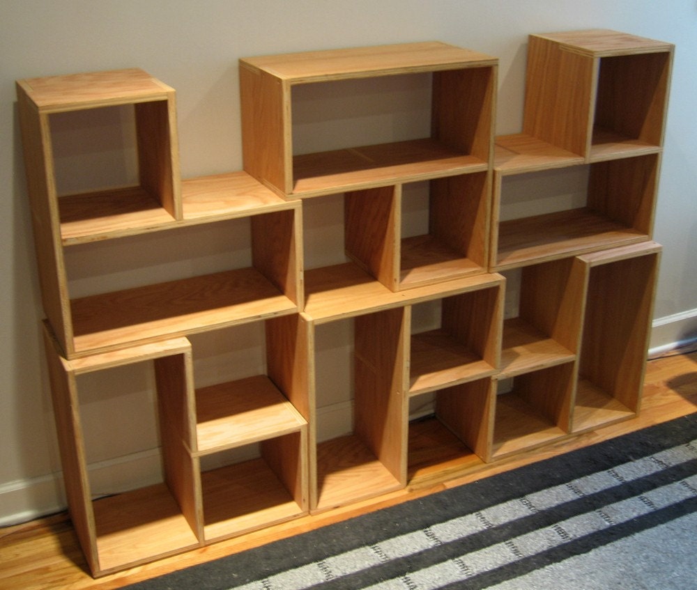 Set of Six Wooden Modular Stacking Shelves by mattgrosso on Etsy