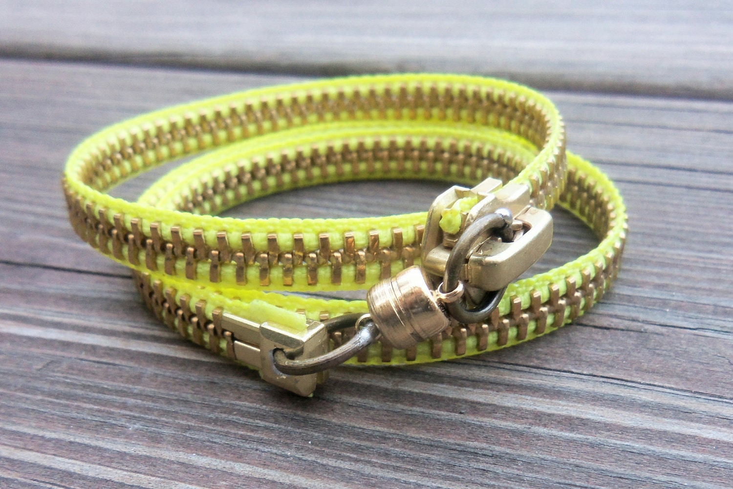 Neon Yellow Zipper Bracelet