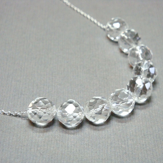 Carrie Bradshaw Paris Necklace Clear Quartz Rounds on Chain