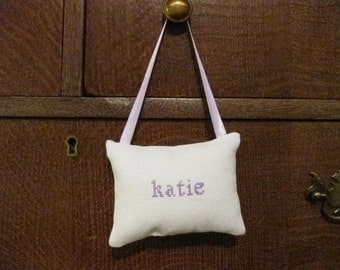 Katie Counted Cross Stitch Hanging Pillow