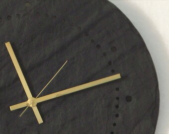 MINIMALIST WALL CLOCK> Gray Salvaged Slate Father's Day Large Hanging Clock—Wedding Registry Housewarming Gift—Horloge Ardoise/Reloj Pizarra