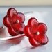 Crimson Poppy Earrings- Czech Pressed Glass Flower on Hand formed Sterling Silver Elongated Earwires
