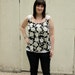 RESERVED for Alyssa Wink Floral Print Lace Tank Top-Black and Cream-Size Large
