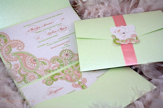 Henna Paisley Spring Wedding Invitation Il_570xn