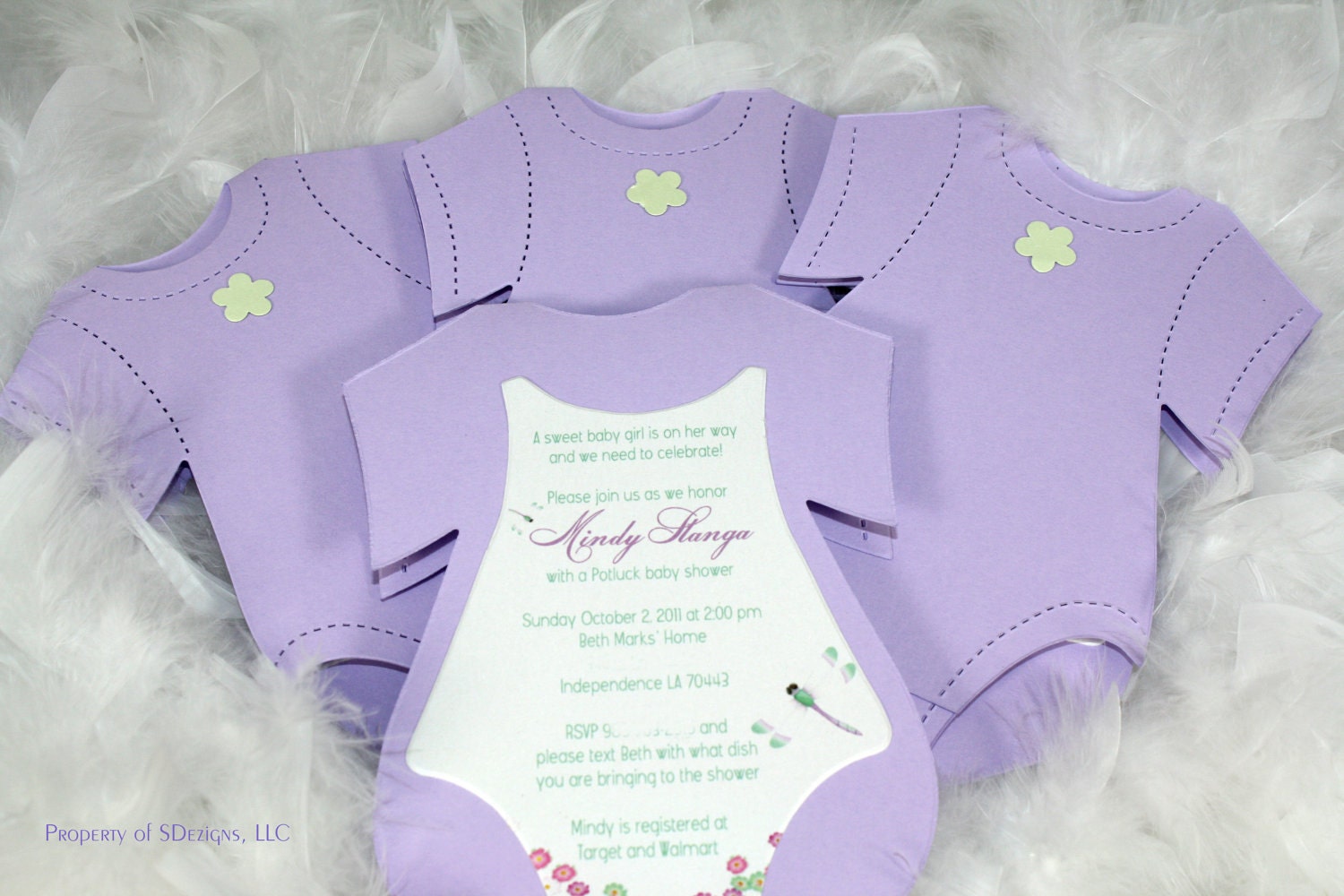 Onesie Baby Shower Invitation Baby Announcement Dragonfly