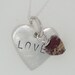 Sterling Heart Stamped Word LOVE Poppy Jasper Heart Charm Necklace