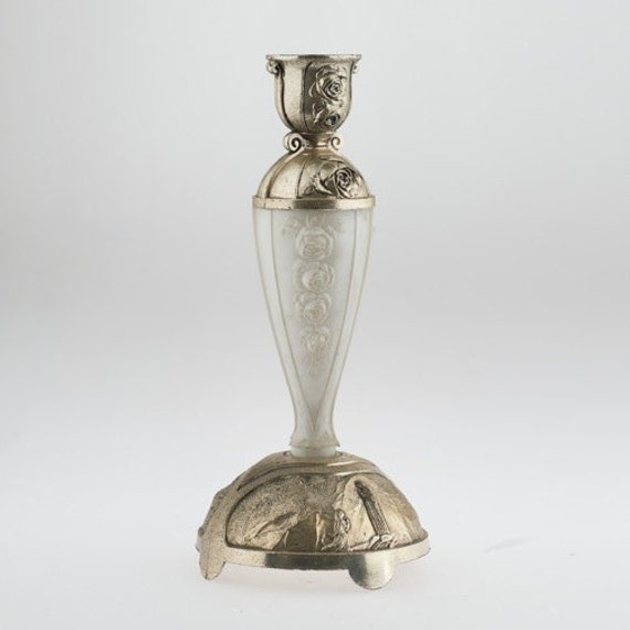 Vintage religious candle holder Lourdes souvenir Virgin