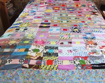 1930s antique quilt top, vintage patchwork, vintage quilt topper 1930s, unfinished quilt,  colorful and interesting