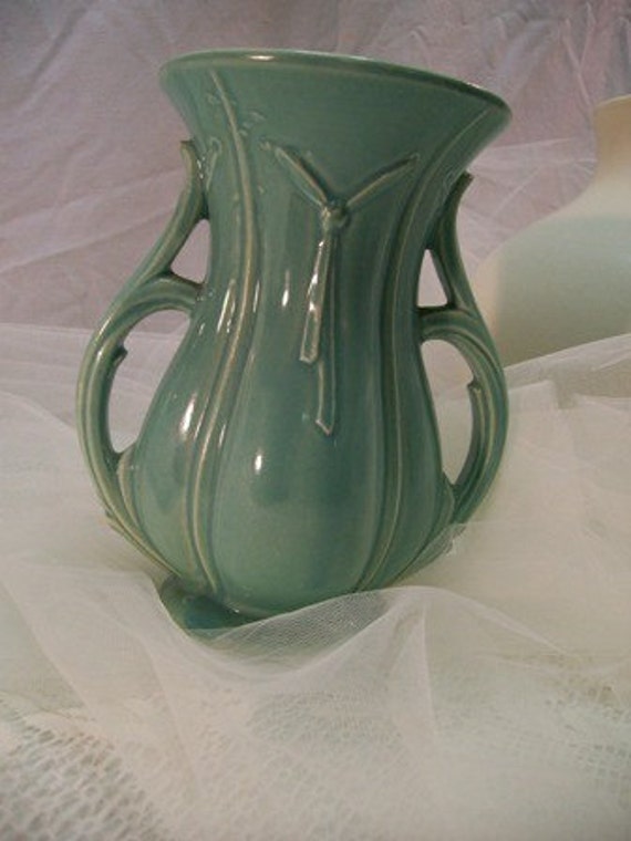 ON SALE TODAY ONLY Vintage McCoy Green Vase With Double