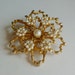 Vintage Pearl and Rhinestone Flower Brooch