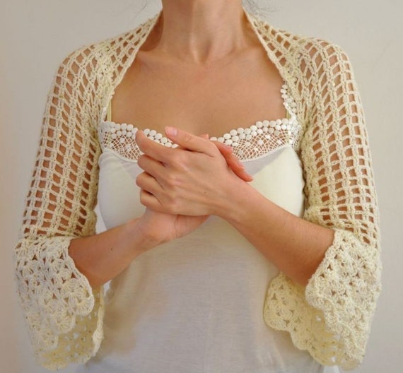 Ivory Shrug Bolero Bridal Shrug Wedding Bolero Lace Mohair