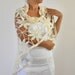 Crochet Shawl Mohair Weddings Wrap Stole Ivory Cream Unique Chic Elegant Gift For Her