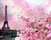 Paris Photography, Spring Paris Prints, Eiffel Tower Spring Pink Floral, Paris Pink Prints, Paris Pink Wall Art, Paris Pink Cherry Blossoms