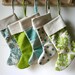 Reserved Listing: Hand Made Eco Friendly Burlap christmas Stocking In Apple Green Damask
