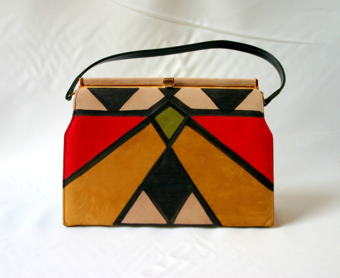Vintage Art Deco Designer Suede Purse