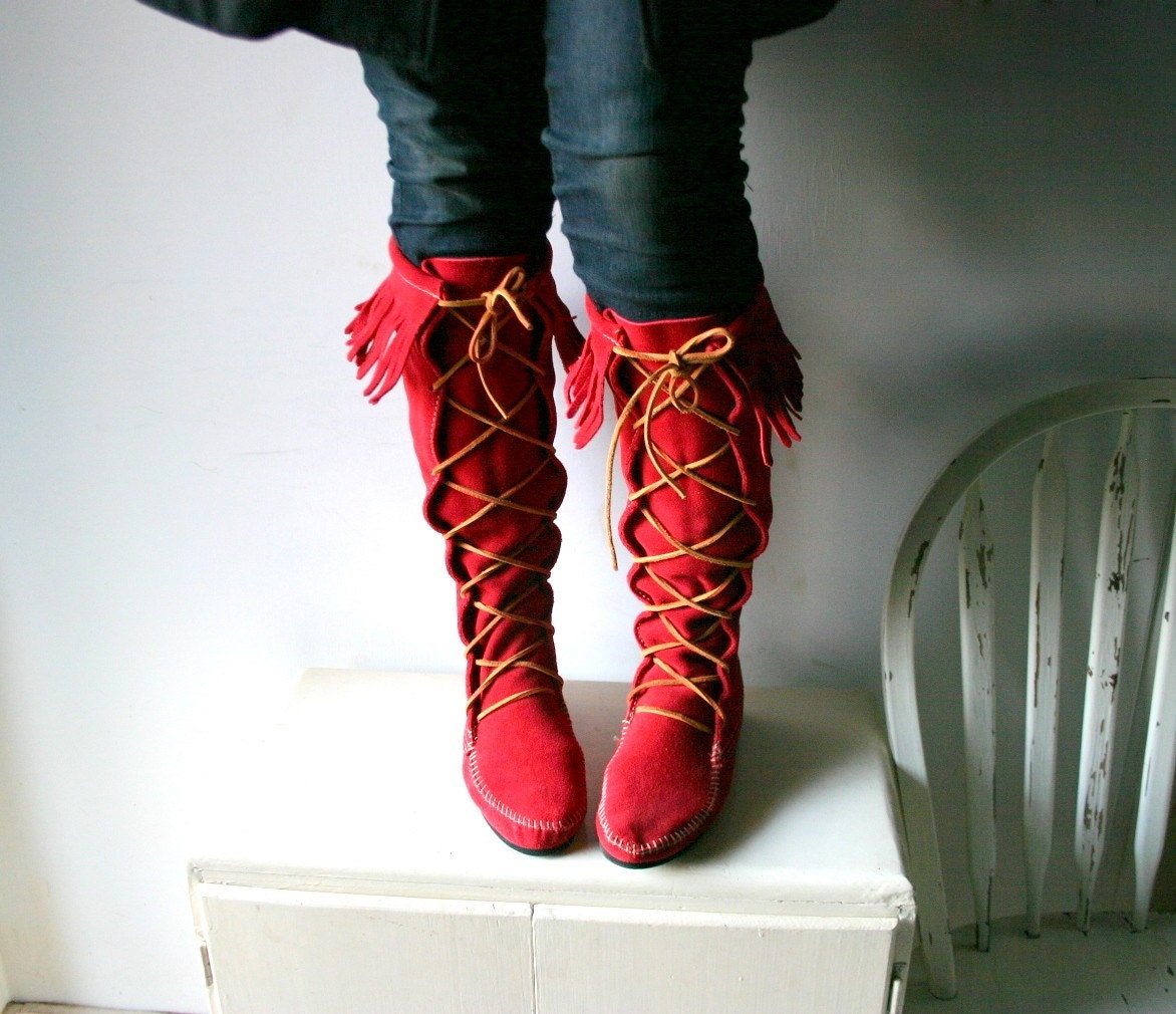 red tassel boots