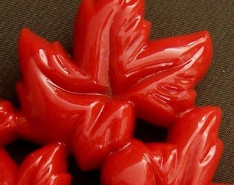 Red Celluloid Leaves Pin Brooch OOAK Stunning Vintage Fabulous Trinket from FavoriteCollectibles