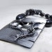 Necklace black agate metal charm pendant "Black Rose" modern vintage style goth steampunk