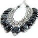 Snow obsidian black gray dangle chain necklace vintage style