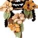 Scarf with felt flowers, freeform crochet lariat, leaf scarf, flower scarf, fall scarf, fall fashion trend, crochet necklace, felt flowers