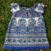 Boho Hippie Chick Peasant tunic dress- Blue purple Raj design - size 3