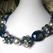 Annie Bold Silver Pearls Blue Crystals Necklace in Blue Bridesmaid Mother of Bride Wedding Jewelry