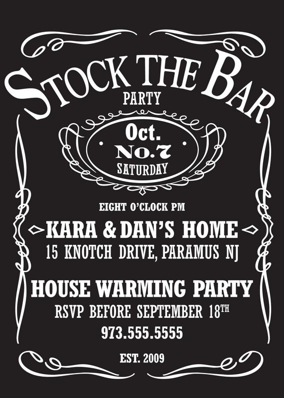 Stock The Bar Party Invitations 3
