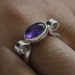 SALE - Amethyst Curled Ring in Sterling Silver