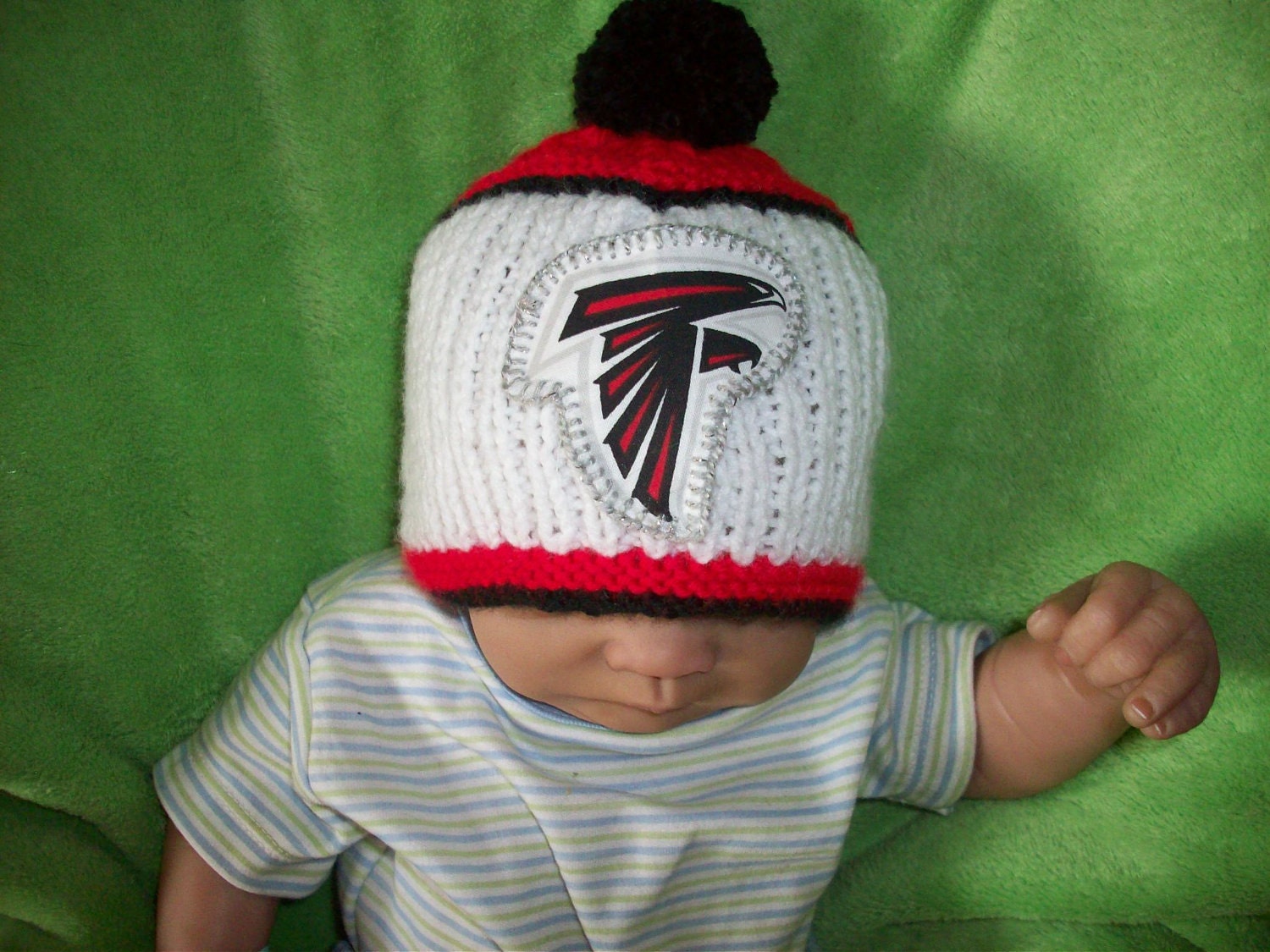 Custom Handmade Knit ATLANTA FALCONS Baby Hat/ Beanie by magge03