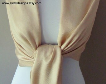 Pashmina Scarf Wedding Pashmina Tan Champagne Pashmina Scarf Shawl stole Bridesmaid Gift Idea Bridal Accessories - CHOOSE Your Color