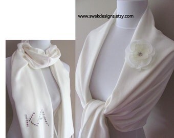 Ivory Pashmina Scarf Wedding Shawl Wrap Bridesmaid Gift Idea Bridal Accessories Wedding Scarf Long Shawl Pashmina Set - Choose Your color