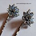 Sapphire Blue Glass Lily Bobby Pin Set - Vintage Glam