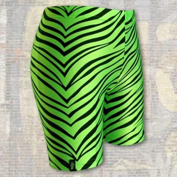 Neon Green Zebra/Tiger Spandex Shorts