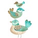 Bird Print, from an Original Watercolor, 3 Birds in Turquoise and Brown, Original Art