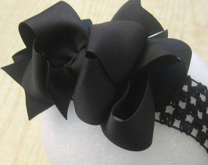 Large hairbow, Big Hair Bow, Boutique Hairbows, Girls Hair Bows, Boutique hair bow, Black Bows, Big Black Hairbow, Black Baby Headbdand