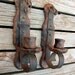 FREE SHIPPING Vintage Primative Gothic Wrought Iron and Wood Candle Sconces 2pcs