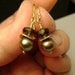 Pearl Earrings / Golden Pearls with Smoky Quartz / French Hook / Vermeil sterling silver electroplated with gold