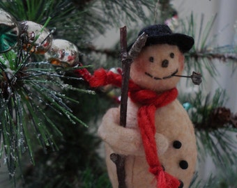 Cotton Batting Snowman Christmas Ornament Named Puff Daddy