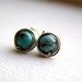 Turquoise Stud Earrings , Sterling Silver , Large , December Birthday , Wire Wrapped Turquoise Posts, Modern Minimalist
