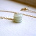 Serpentine Necklace , Pale Green Trio Discs , Gold Fill , Simple , Everyday Gemstone Jewelry
