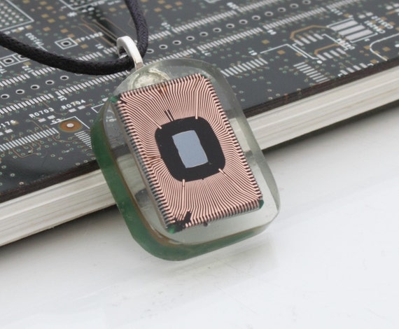 Chic Computer Chip Hair The Bag exposed copper computer chip resin pendant ultimate by Chic Computer Chip Hair The Bag exposed copper computer chip resin pendant ultimate by