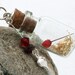Mini red rose glass vial pendant with gold flake, tiny rose and Swarovski crystal, garnet and heart charm- Valentines jewelry