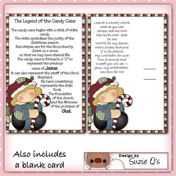 Legend of the Candy Cane Card Digital Printable by SuzieQsCrafts