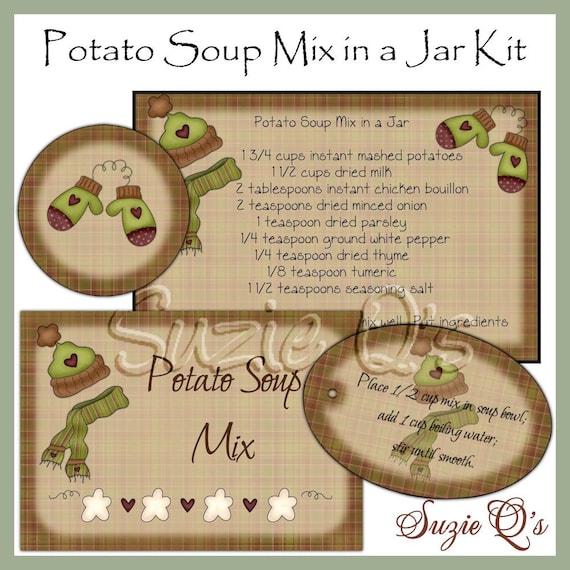 Items similar to Make your own Potato Soup Mix in a Jar - Labels, Tag ...