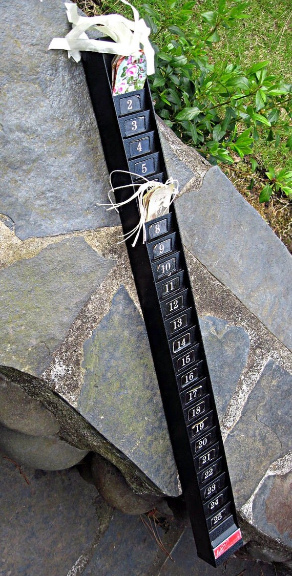 Vintage time card holder black with white numbers industrial