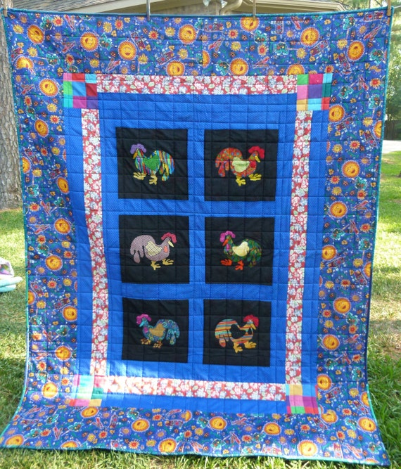 100 Dollar Quilt Sale Applique Chickens by DebrasDesignStore