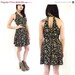 SUMMER SALE 20% OFF Vintage Floral Halter Mini Cage Dress