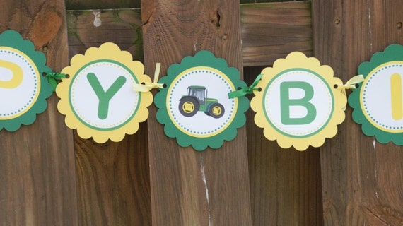 Items similar to John Deere Tractor Happy Birthday Banner on Etsy