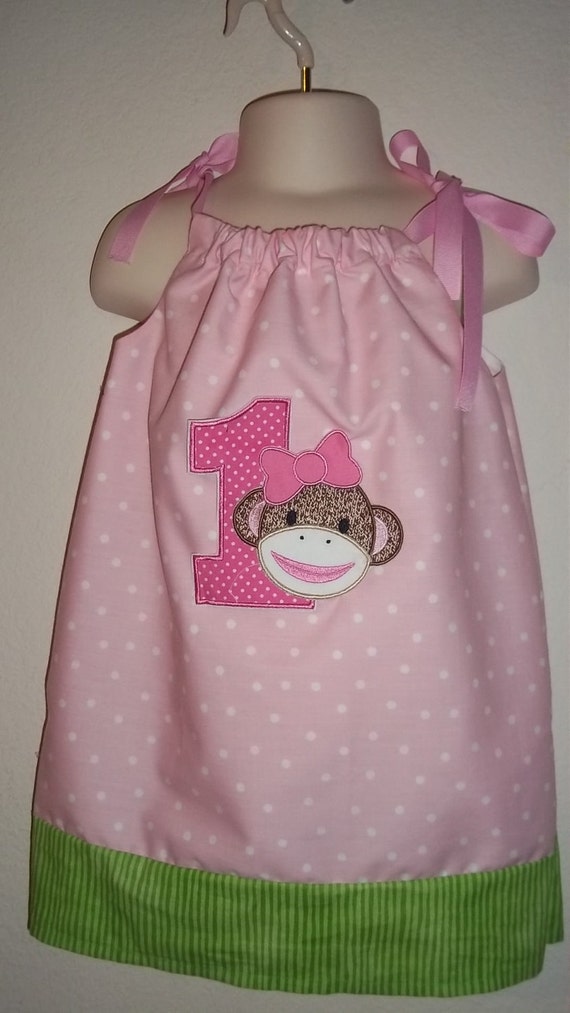 Items similar to Girls Sock Monkey Numbered Dress on Etsy