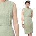 1950s Wiggle Dress Wool Boucle Olive Green Grey 50s Pin Up Pencil Hourglass Sleeveless Winter 60s Vintage Day Dress Extra Small XS S